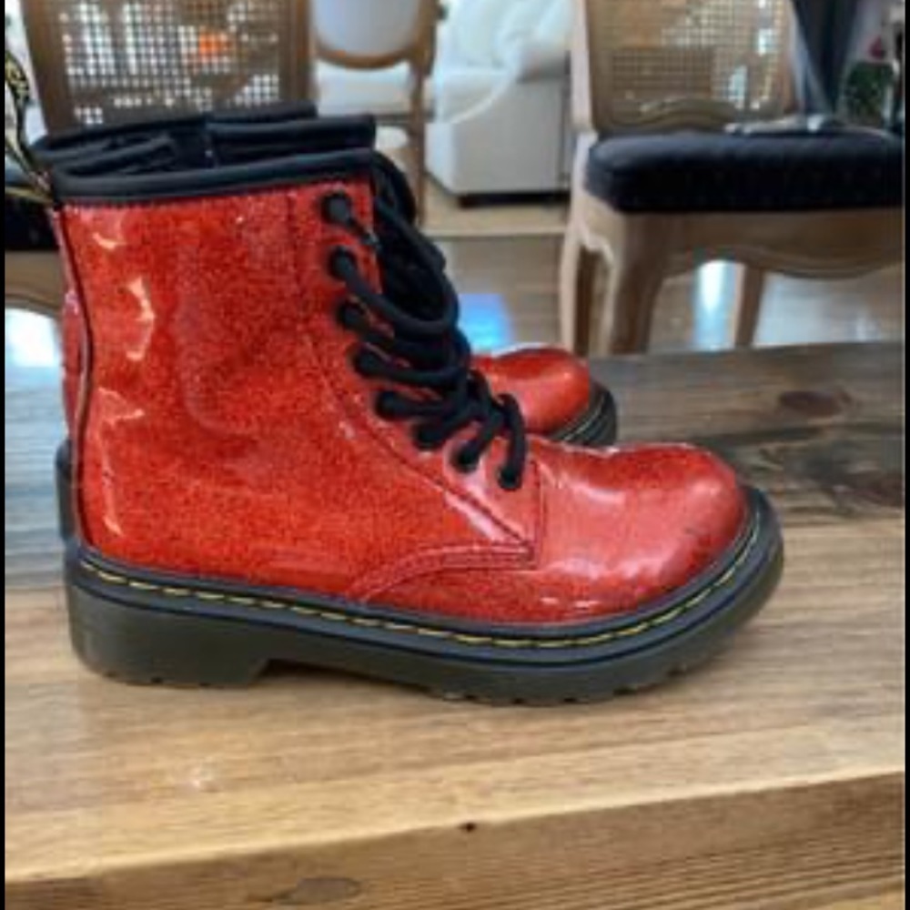 EUC Toddler Red Glitter Dr. Martens